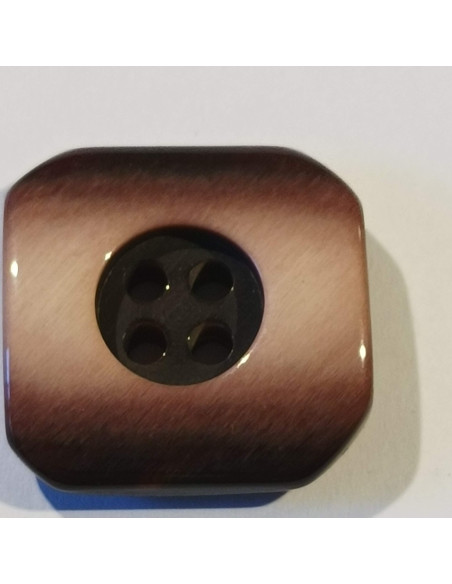 Bouton polyester 4 trous, 23mm, carré bordeaux/violet