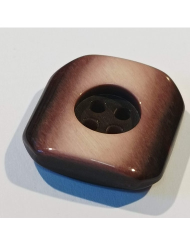 Bouton polyester 4 trous, 23mm, carré bordeaux/violet