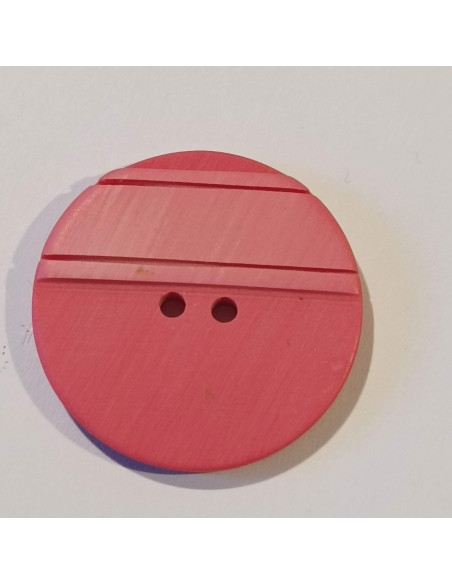 Bouton polyester 2 trous, 28mm, rond,  rose