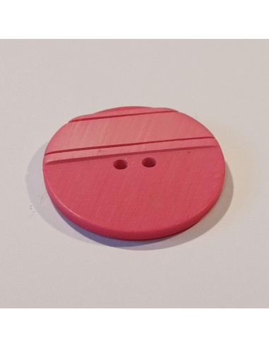 Bouton polyester 2 trous, 28mm, rond,  rose