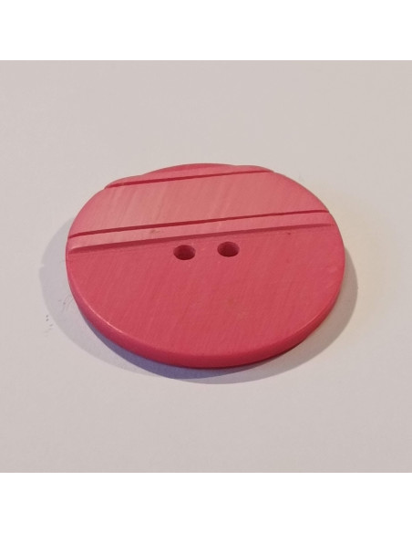 Bouton polyester 2 trous, 28mm, rond,  rose