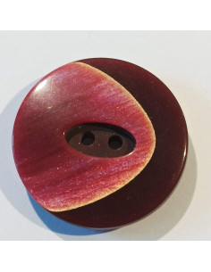 Bouton polyester 2 trous, 27mm, rond, bordeaux