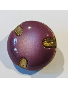 Bouton polyester à pied, 23mm, doré/bordeaux, violet