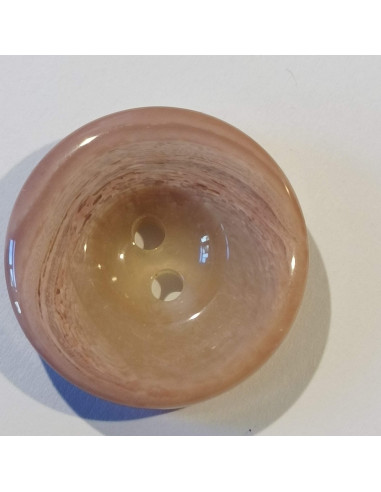 Bouton polyester 2 trous, 27mm, rond,  rose