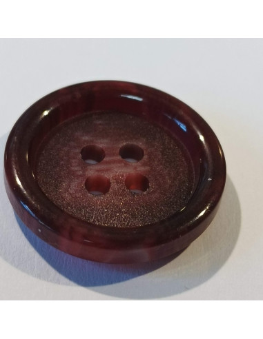 Bouton polyester 4 trous, 20mm, bordeaux