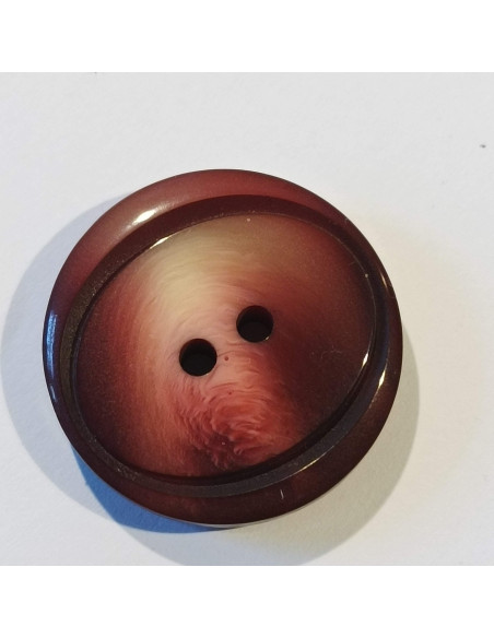 Bouton polyester 2 trous, 27mm, rond, bordeaux