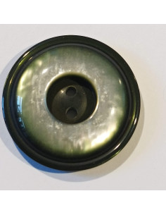 Bouton polyester 2 trous, 36mm, rond,  vert