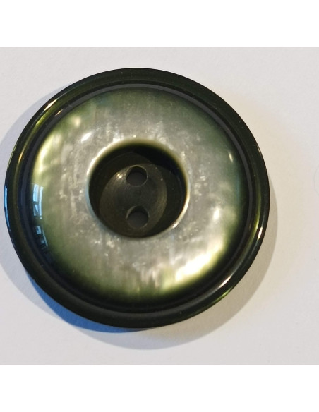 Bouton polyester 2 trous, 36mm, rond,  vert