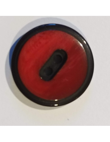 Bouton polyester 2 trous, 23mm, rond rouge et bordeaux