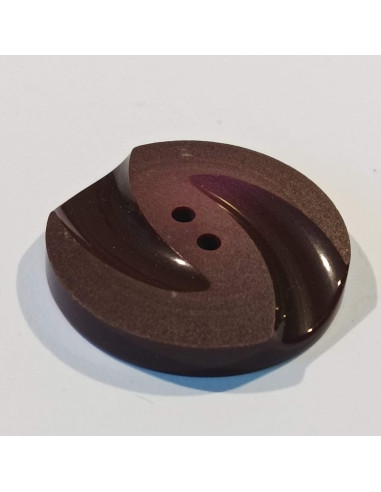 Bouton polyester 2 trous, 28mm, rond, bordeaux
