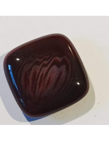 Bouton polyester à tunnel, 24mm, carré, nuances de bordeaux