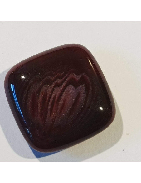 Bouton polyester à tunnel, 24mm, carré, nuances de bordeaux