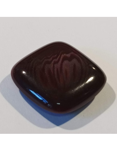 Bouton polyester à tunnel, 24mm, carré, nuances de bordeaux