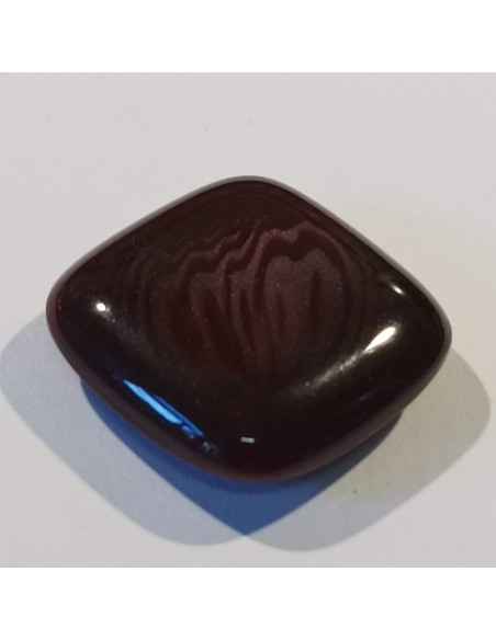 Bouton polyester à tunnel, 24mm, carré, nuances de bordeaux