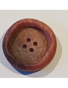 Bouton polyester 4 trous, 30mm, rond, bordeaux