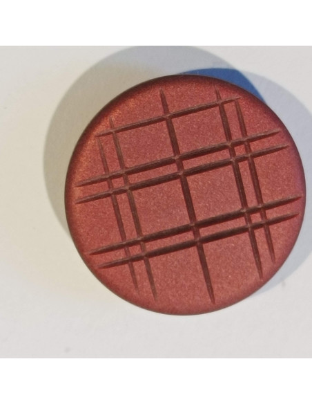 Bouton polyester à tunnel, 27mm, rond, carreaux bordeaux