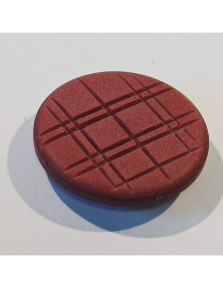 Bouton polyester à tunnel, 27mm, rond, carreaux bordeaux