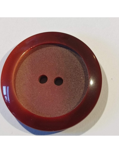 Bouton polyester 2 trous, 28mm, rond, dégradé rouge/ bordeaux