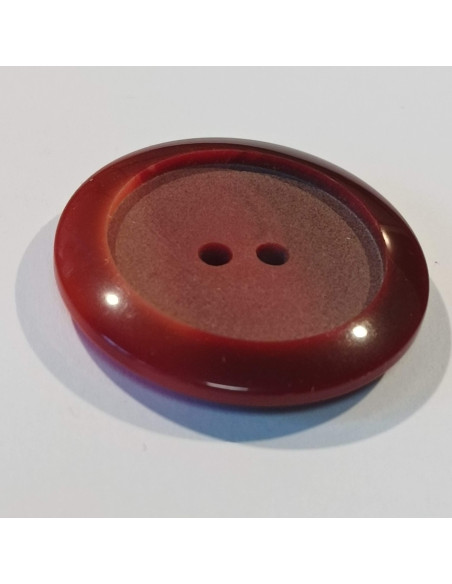 Bouton polyester 2 trous, 28mm, rond, dégradé rouge/ bordeaux
