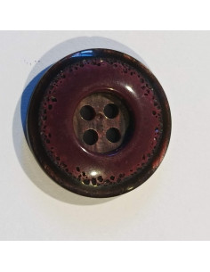 Bouton polyester 4 trous, 22mm, rond violet foncé