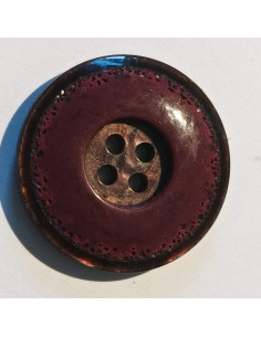 Bouton polyester 4 trous, 28mm, rond violet foncé