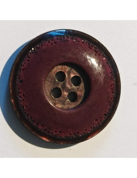 Bouton polyester 4 trous, 28mm, rond violet foncé