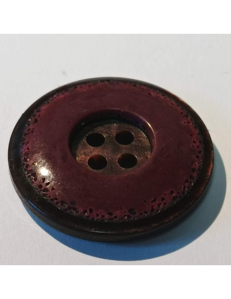 Bouton polyester 4 trous, 28mm, rond violet foncé