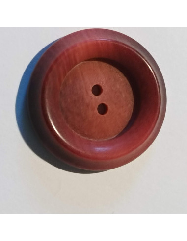 Bouton polyester 2 trous, 28mm, rond bordeaux