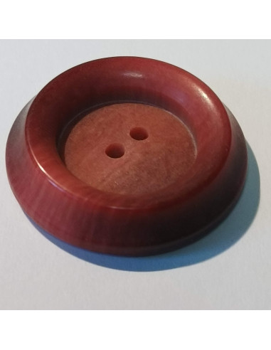 Bouton polyester 2 trous, 28mm, rond bordeaux