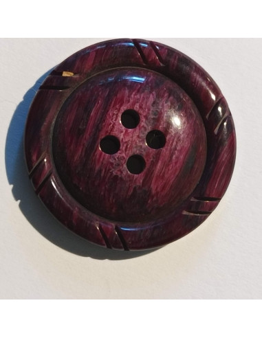 Bouton polyester 4 trous, 28mm, rond violet foncé