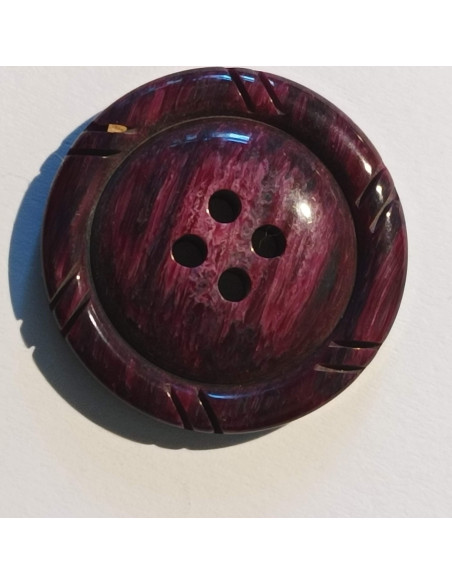 Bouton polyester 4 trous, 28mm, rond violet foncé