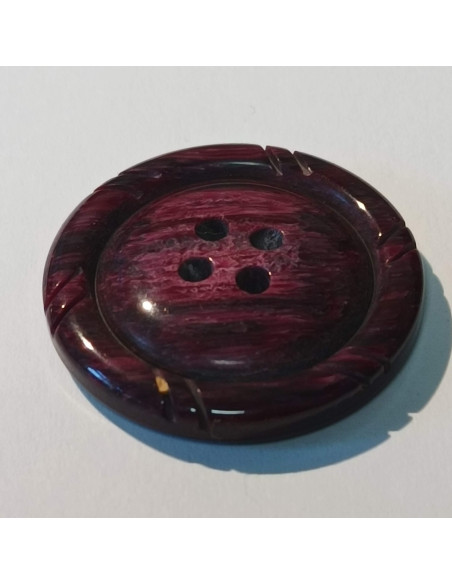 Bouton polyester 4 trous, 28mm, rond violet foncé