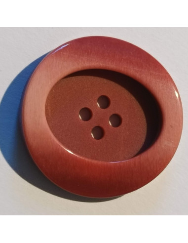 Bouton polyester 4 trous, 27mm, rond rouge/rose