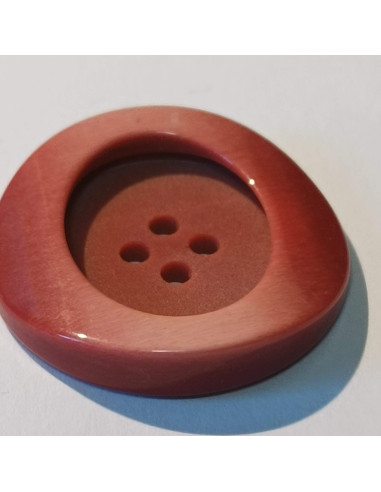 Bouton polyester 4 trous, 27mm, rond rouge/rose