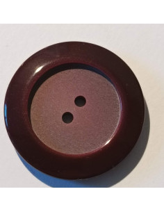 Bouton polyester 2 trous, 28mm, rond bordeaux foncé