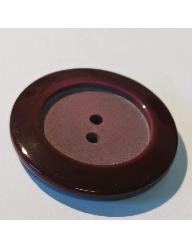 Bouton polyester 2 trous, 28mm, rond bordeaux foncé