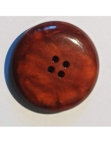 Bouton polyester 4 trous, 27mm, rond marron, orange