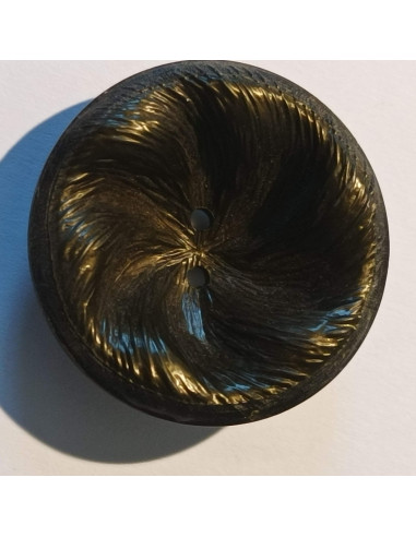 Bouton polyester 2 trous, 36 mm, tulipe vert kaki