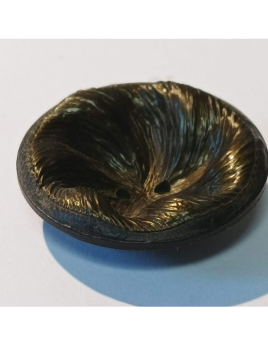 Bouton polyester 2 trous, 36 mm, tulipe vert kaki