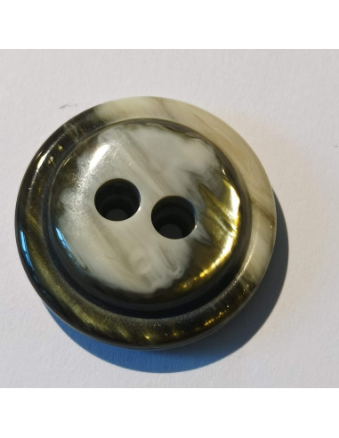 Bouton polyester 2 trous, 27mm, dégradé vert et blanc