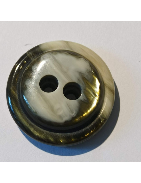 Bouton polyester 2 trous, 27mm, dégradé vert et blanc