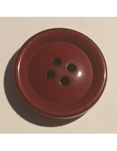 Bouton polyester 4 trous, 25mm, rond, bordeaux