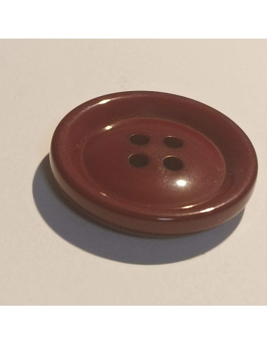 Bouton polyester 4 trous, 25mm, rond, bordeaux