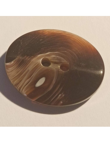 Bouton polyester 2 trous, 23mm, ovale marron