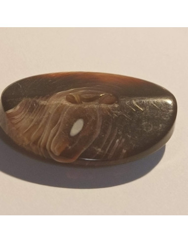 Bouton polyester 2 trous, 23mm, ovale marron