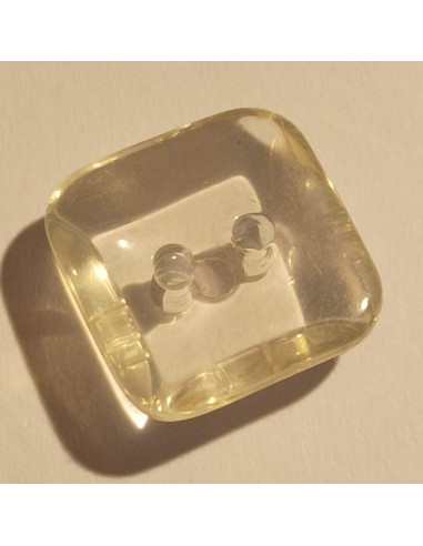 Bouton polyester 2 trous, 15mm, carré transparent