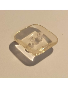 Bouton polyester 2 trous, 15mm, carré transparent 2