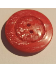 Bouton polyester 2 trous, 22mm, rond rouge, imitation brique