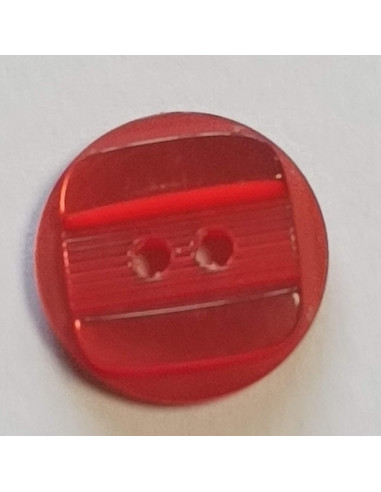 Bouton polyester 2 trous, 15mm, carré rouge