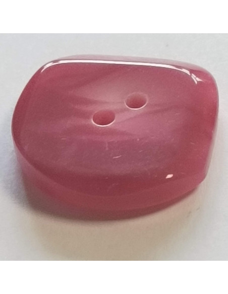 Bouton polyester 2 trous, 23mm, pétale rouge/rose